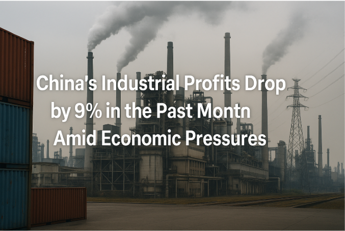 中国工业利润在过去一个月下降9%，经济压力加剧